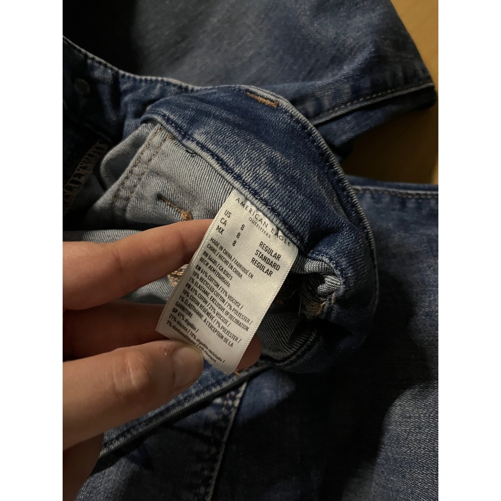 American Eagle Super Curvy High Rise Flare Jeans Womens 8 Blue Stretch Denim - Picture 4 of 8